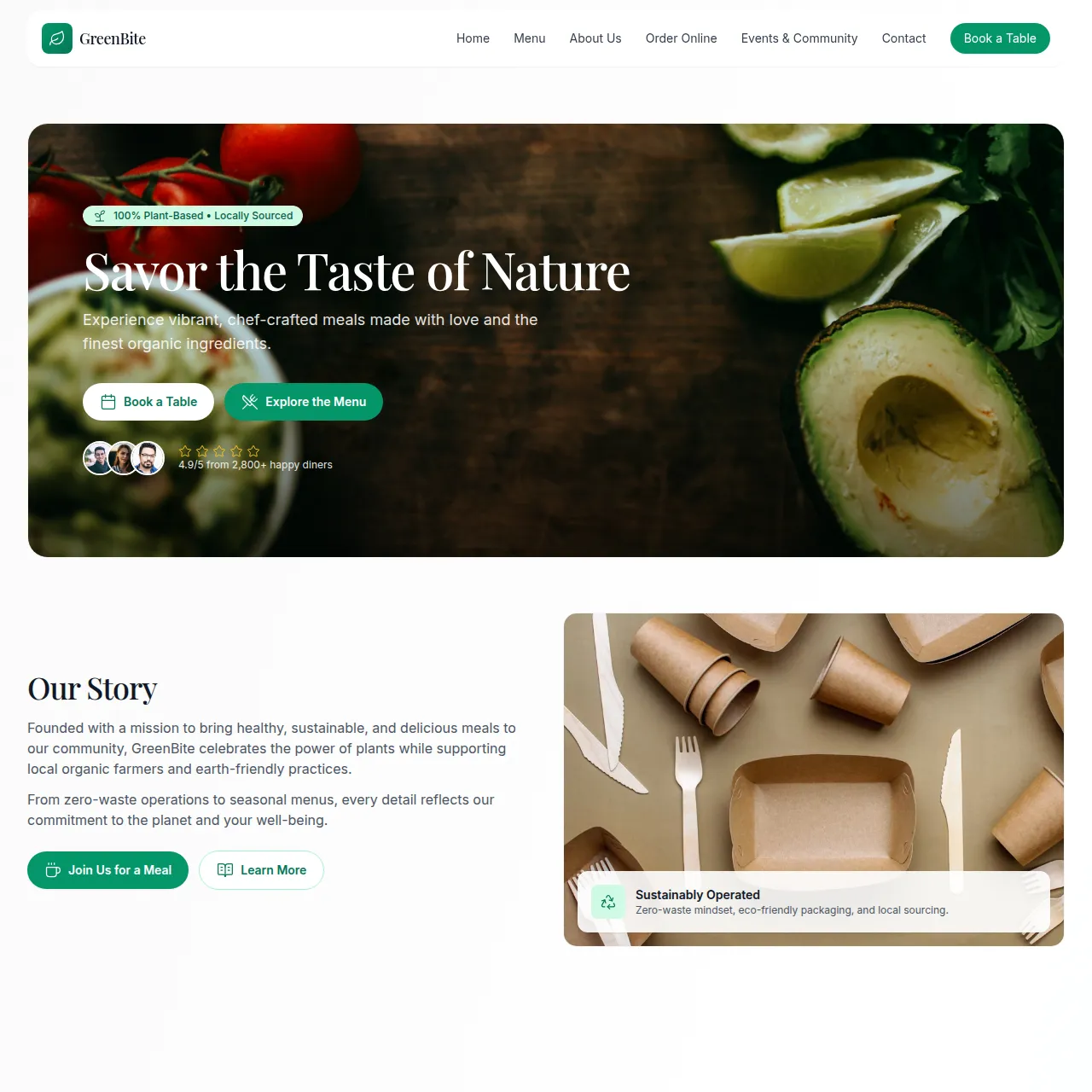 GreenBite Vegan Kitchen Project Screenshot